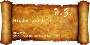 Widder Zorán névjegykártya